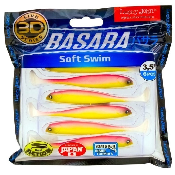 Силиконовая приманка Lucky John Basara Soft Swim 3.5in 89 мм 6 шт PG04 3D Series  140403-PG04 — крупный план
	                                    1