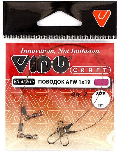 Поводок Vido Craft AFW 25 см 21 кг  0,41 мм  2 шт   VD-AFW19-041-21-25 — характеристики,
	                                    особенности конструкции