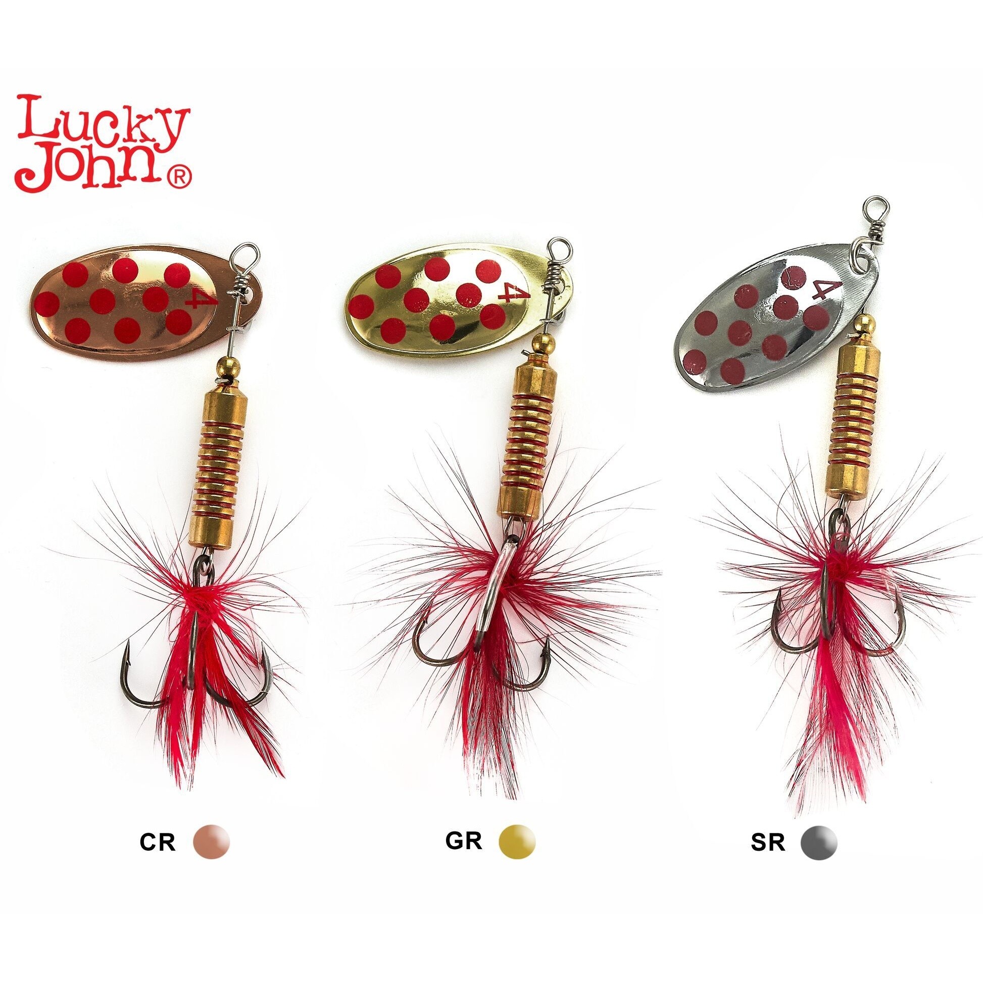Вращающаяся Блесна Lucky John Spin-X Round №4 11 гр 001SET CR GR SR Набор 3 шт.  LJSR04-001SET — крупный план
	                                    1