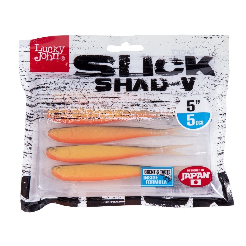 Силиконовая приманка Lucky John Slick Shad-V 5.0in 127 мм 5 шт Z22 3D Series  140423-Z22 — крупный план
	                                    2
