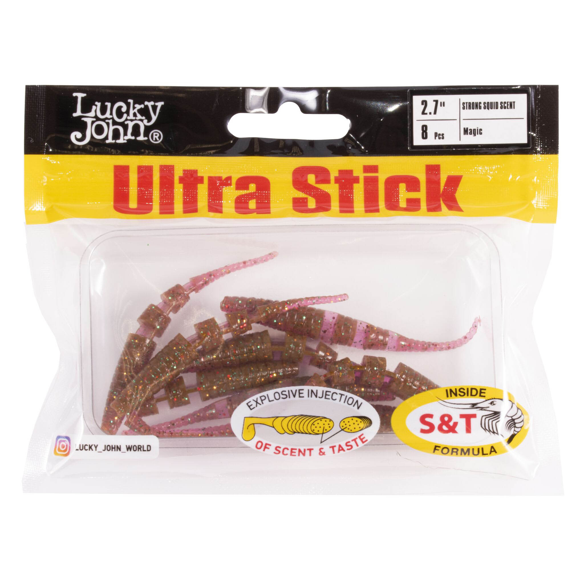Силиконовая приманка Lucky John Ultra Stick 2,7in 68 мм 8 шт S14 Pro Series  140206-S14 — крупный план
	                                    2