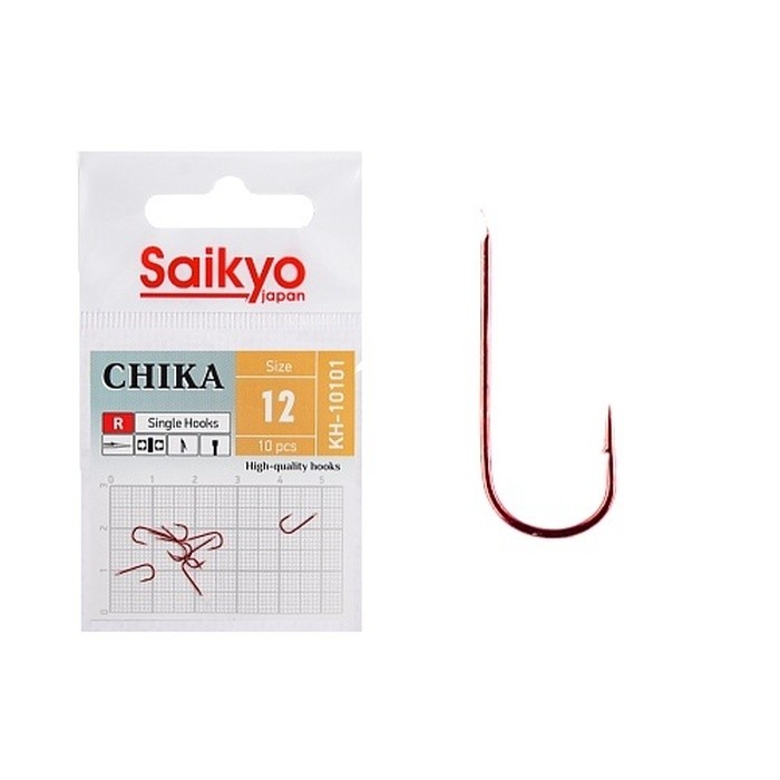 Крючок Одинарный Saikyo KH-10101 Chika №12 10 шт R   KH-10101R12-10 — характеристики,  особенности конструкции