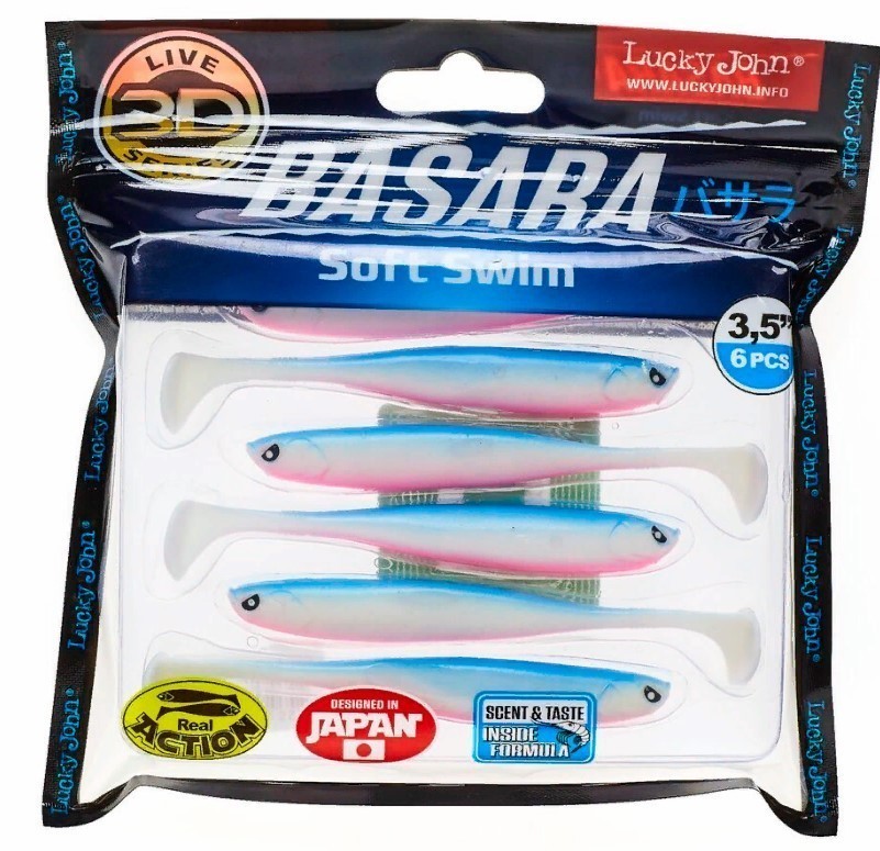 Силиконовая приманка Lucky John Basara Soft Swim 3.5in 89 мм 6 шт PG05 3D Series  140403-PG05 — крупный план
	                                    2
