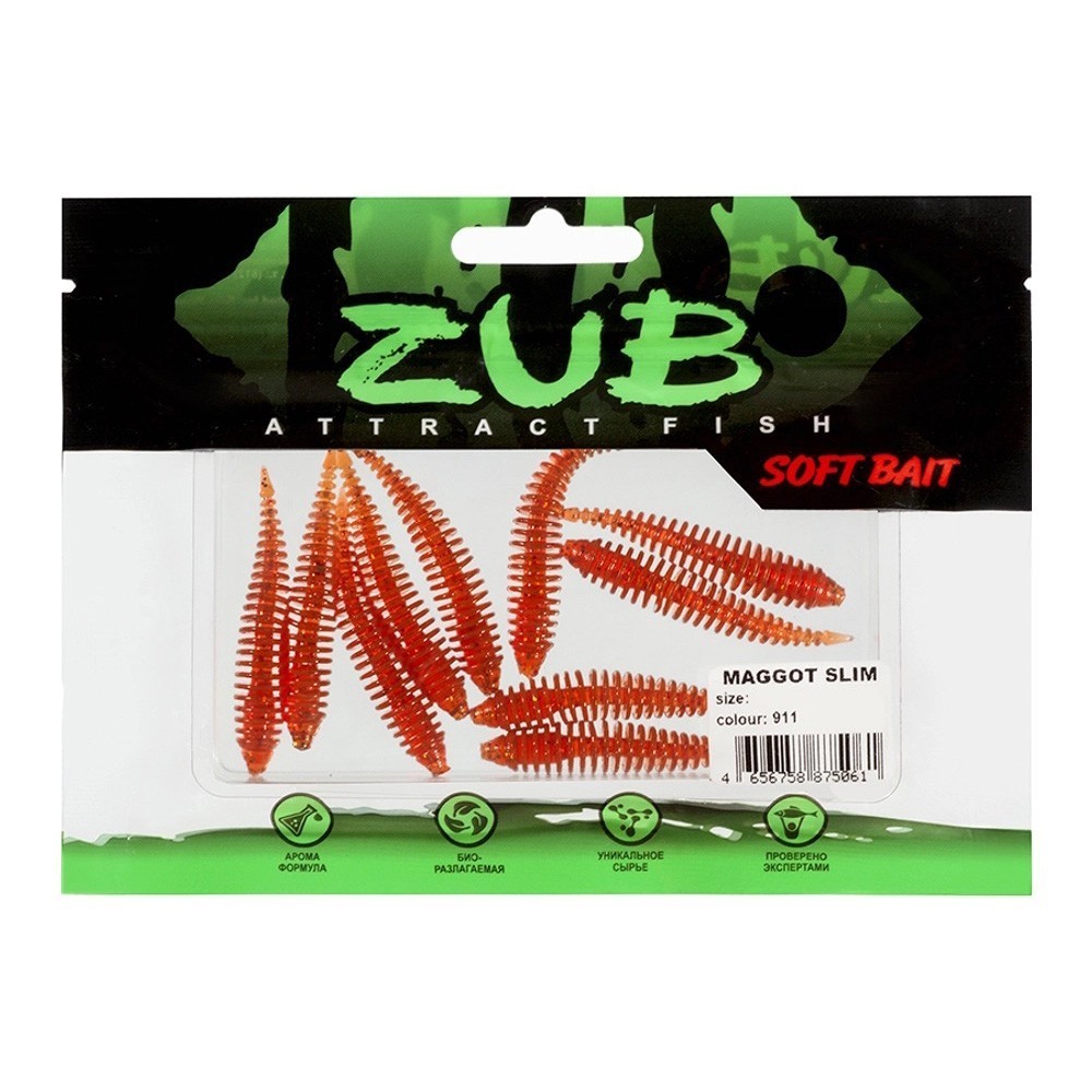 Силиконовая приманка ZUB Maggot Slim 50 мм 10 шт 911 машинное масло с блестками   LVQ015 — крупный план
	                                    2
