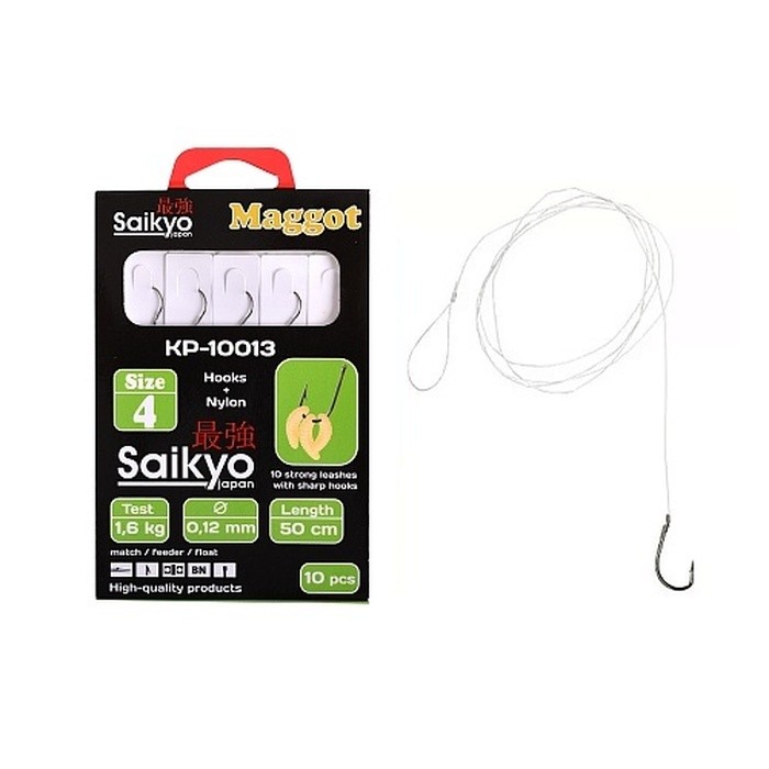 Крючок Одинарный Saikyo  KP-10013 Maggot №4 10 шт BN   KP-10013BN4-10 — характеристики,  особенности конструкции