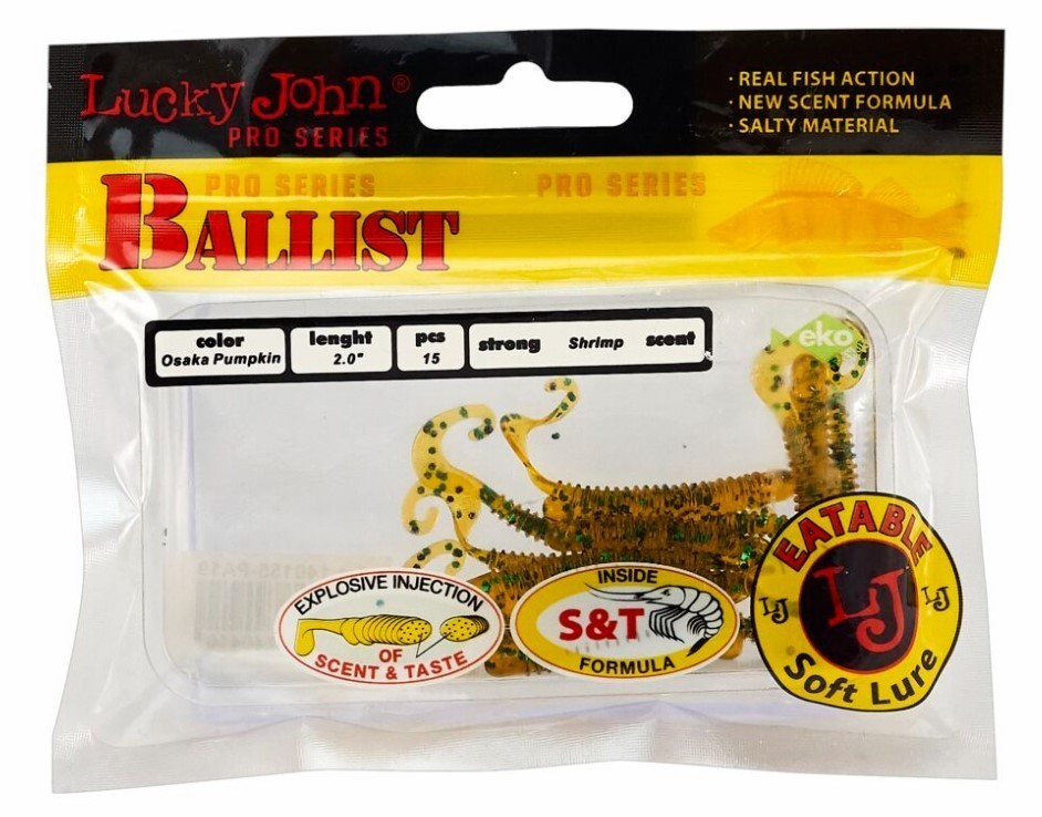 Силиконовая приманка Lucky John Ballist 2.0in 50 мм 15 шт PA19 Pro Series  140155-PA19 — крупный план
	                                    2