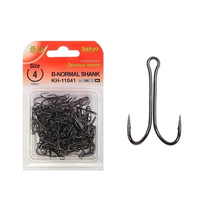 Крючок Двойной Saikyo  KH-11041 Normal Shank №4 100 шт BN   KH-11041-4-100 — характеристики,  особенности конструкции