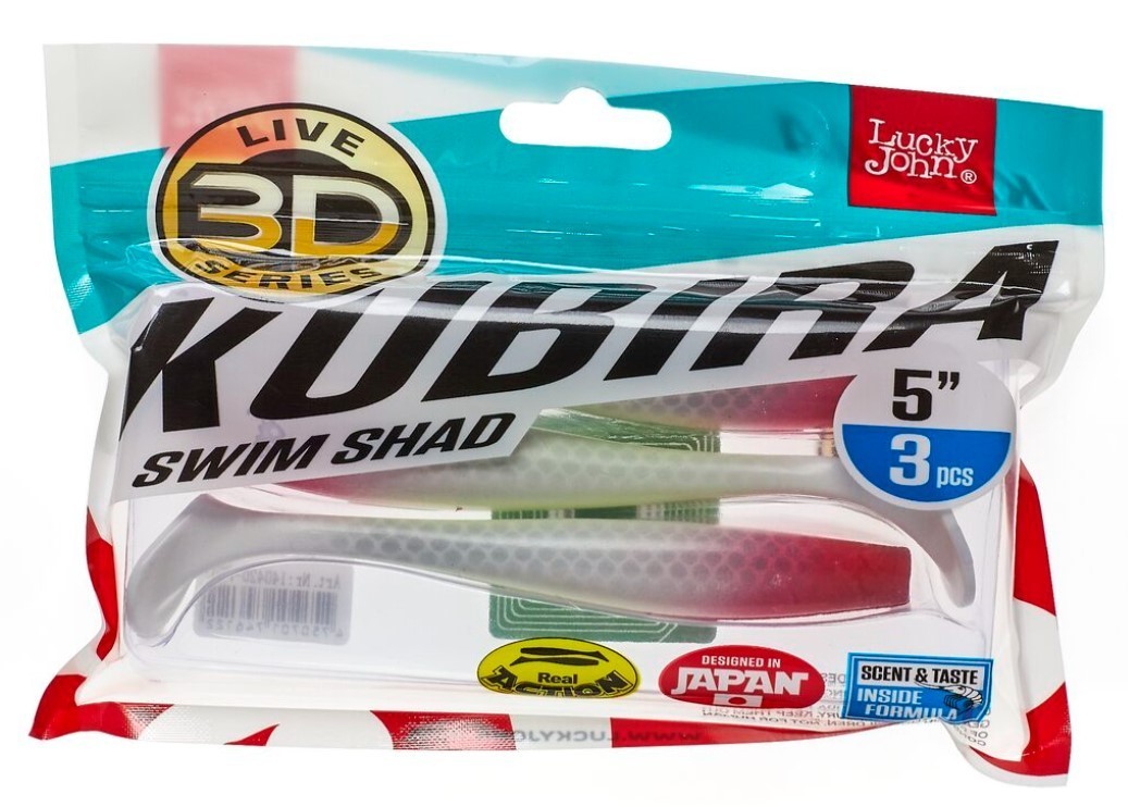Силиконовая приманка Lucky John Kubira Swim Shad 5.0in 125 мм 3 шт PG17 3D Series  140420-PG17 — крупный план
	                                    2