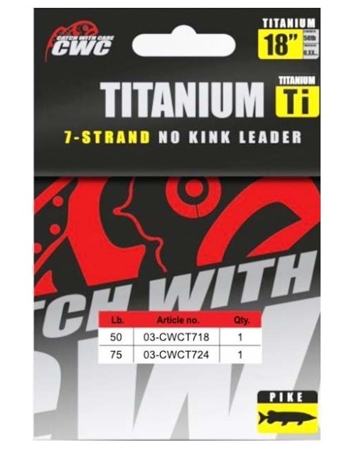 Поводок CWC Titanium Wire Leader 60 см 34,05 кг  0,69 мм  1 шт 7-strand 24,75lb  03-CWCT724 — крупный план
	                                    2