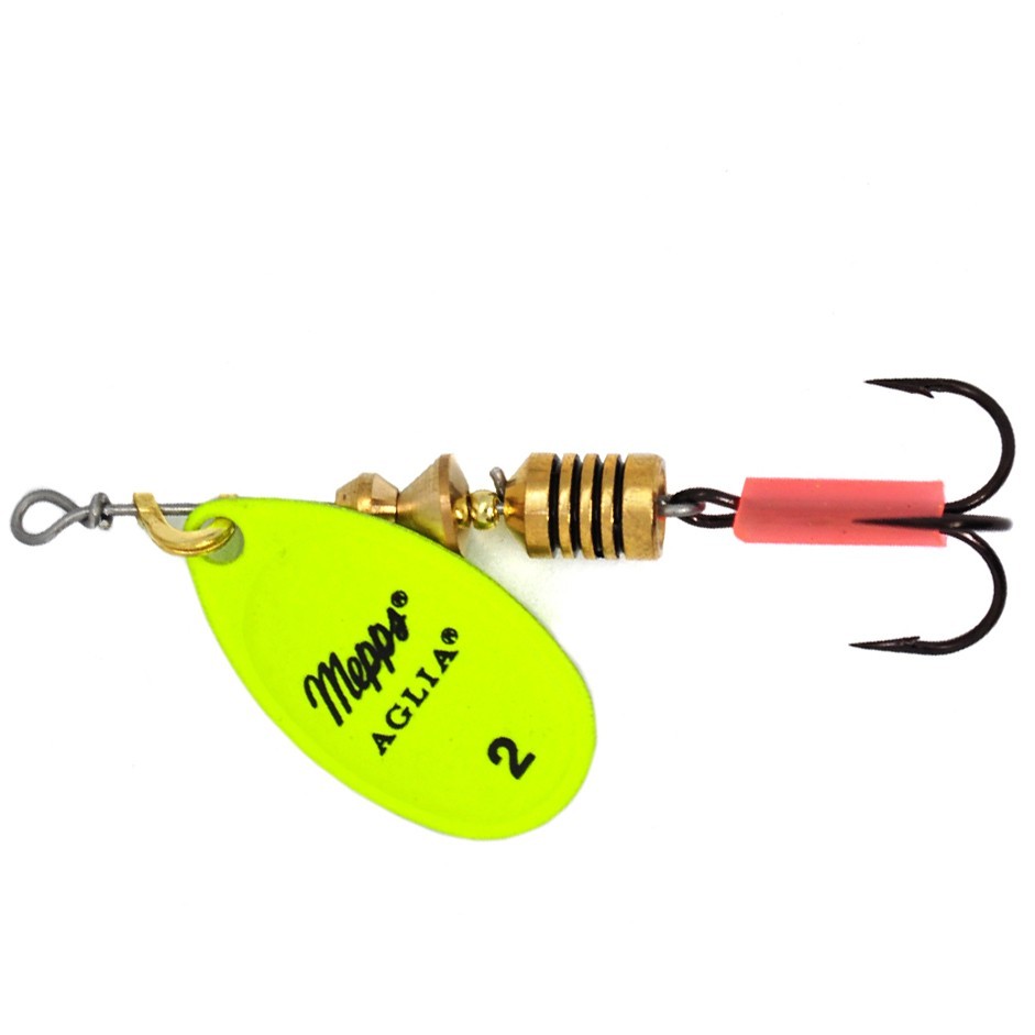 Вращающаяся Блесна Mepps Aglia Fluo №2 4,5 гр Chartreuse   af-2-ch — характеристики,  особенности конструкции