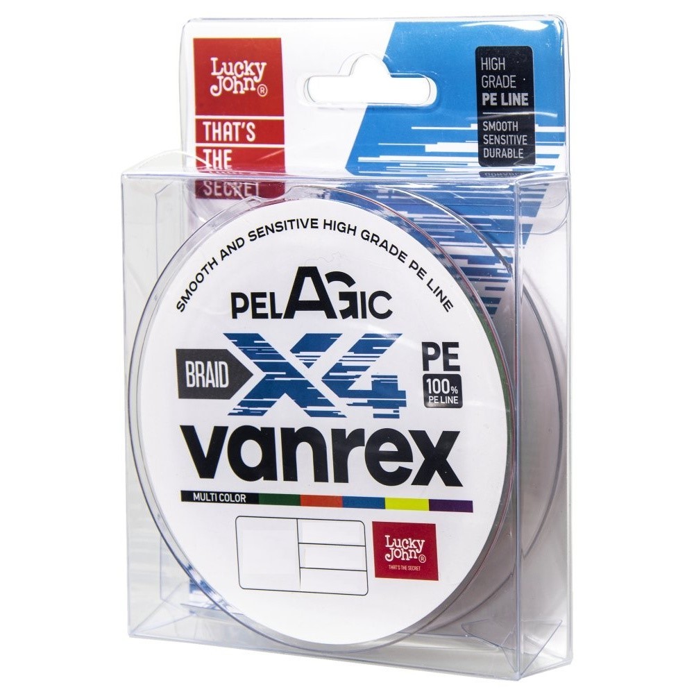 Плетеный шнур Lucky John Vanrex Pelagic х4 Braid 125 м  PE # 2 Multicolor 0,23 мм   LJ4111-023 — характеристики,  особенности конструкции
