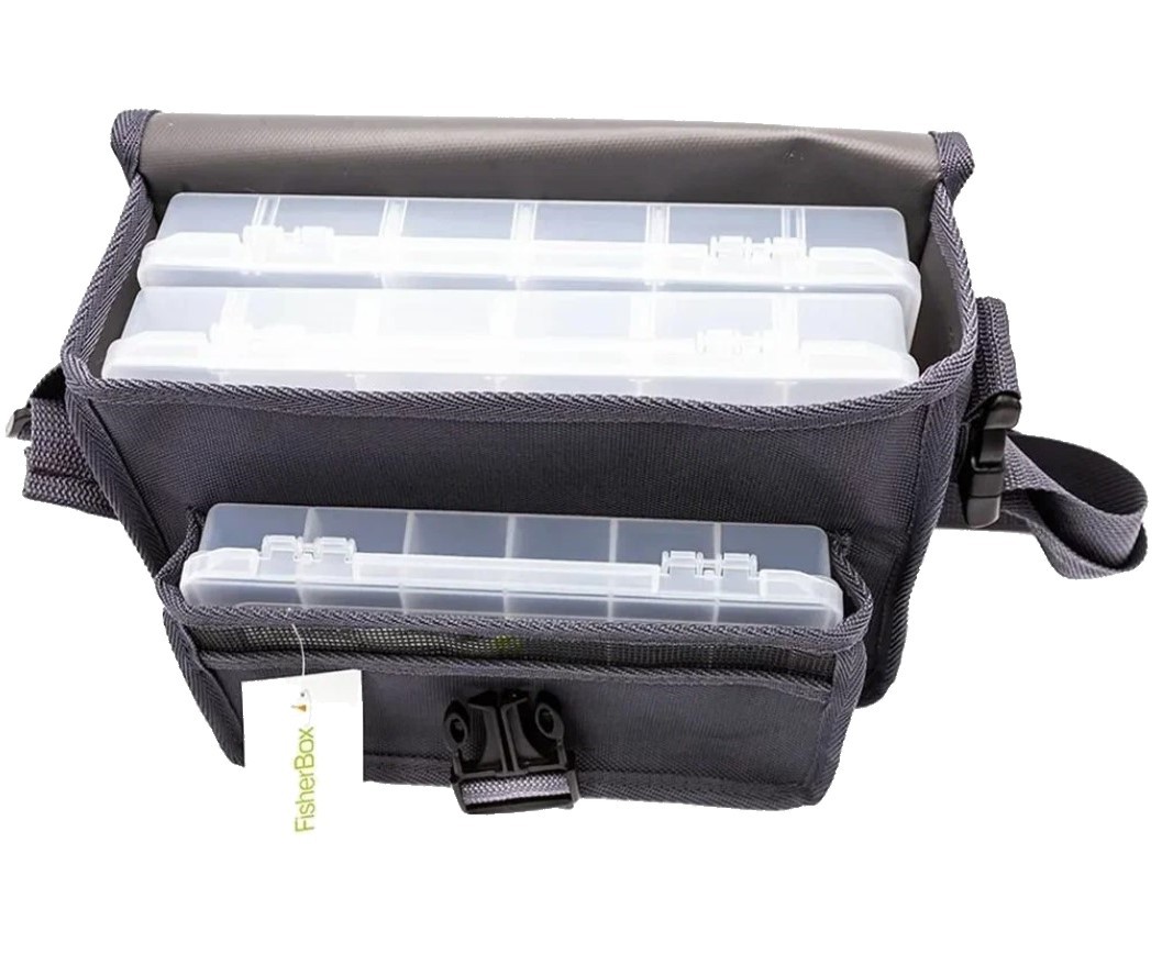 Сумка Fisherbox C110  28х14х20 см Серый в комплекте 3 коробки Fisherbox 250-2 шт и 216-1 шт — крупный план
	                                    2