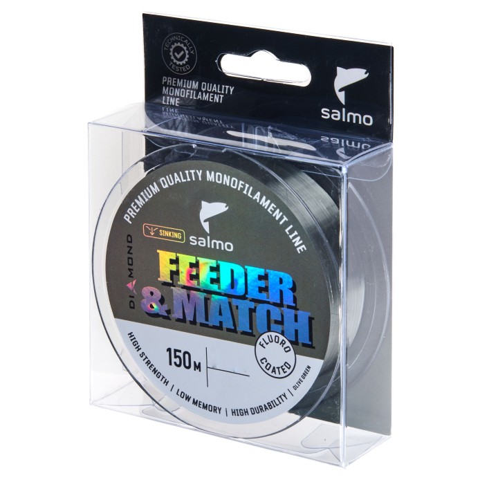 Леска монофильная Salmo Diamond Feeder&Match Fluoro Coated 150 м 0,28 мм Olive Green   4036-028 — характеристики,
	                                    особенности конструкции