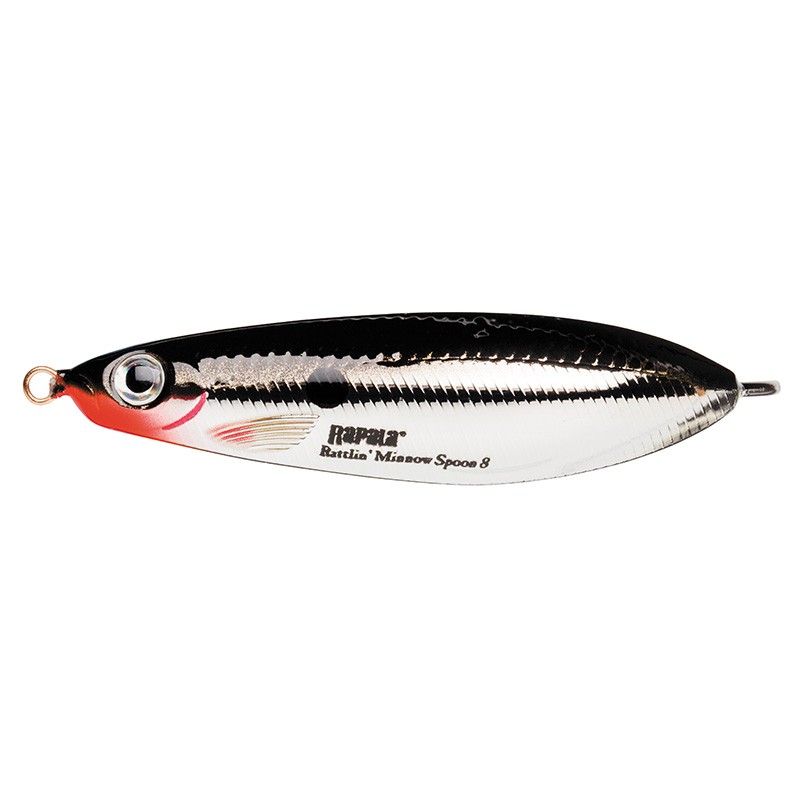 Колеблющаяся Блесна Rapala Rattlin' Minnow Spoon 08 16 гр 80 мм CH   RMSR08-CH — характеристики,  особенности конструкции