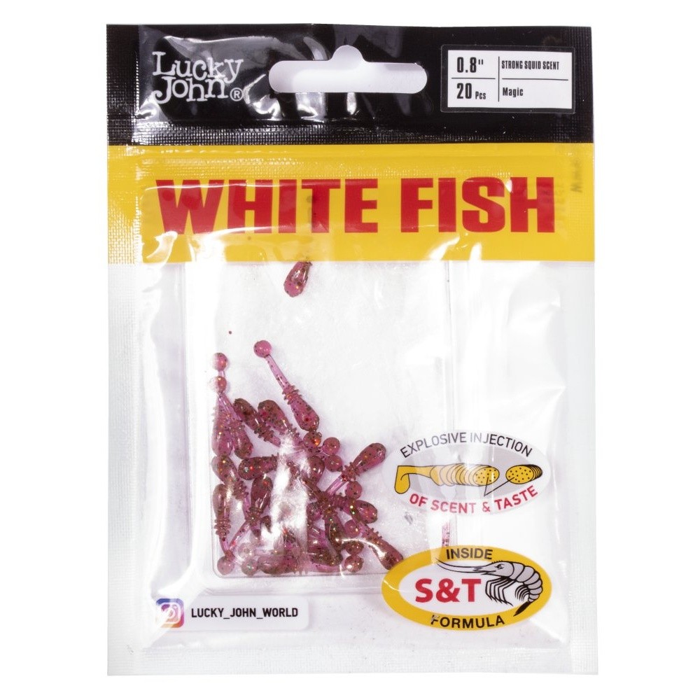 Силиконовая приманка Lucky John White Fish 0.8in 20 мм 20 шт S14 Pro Series  140227-S14 — крупный план
	                                    2