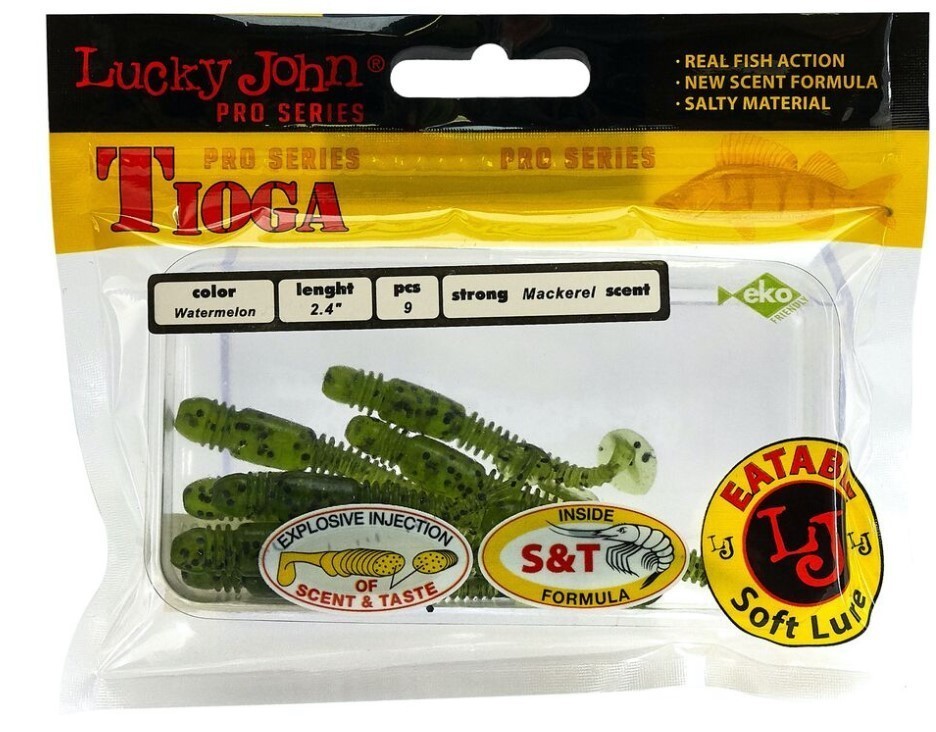 Силиконовая приманка Lucky John Tioga 2.4in 62 мм 9 шт PA01 Pro Series  140119-PA01 — крупный план
	                                    2
