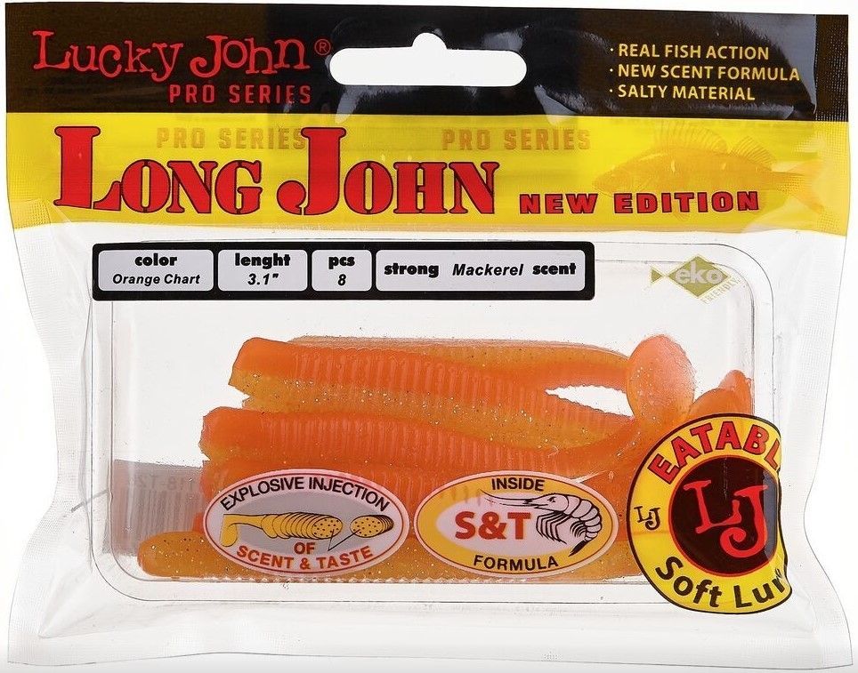 Силиконовая приманка Lucky John Long John 3.1in 79 мм 8 шт T26 Pro Series  140118-T26 — крупный план
	                                    2