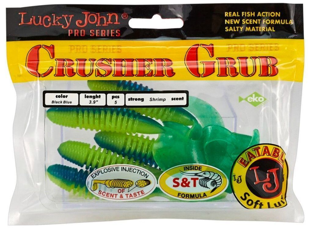 Силиконовая приманка Lucky John Crusher Grub 3.9in 99 мм 5 шт T50 Pro Series  140157-T50 — крупный план
	                                    2