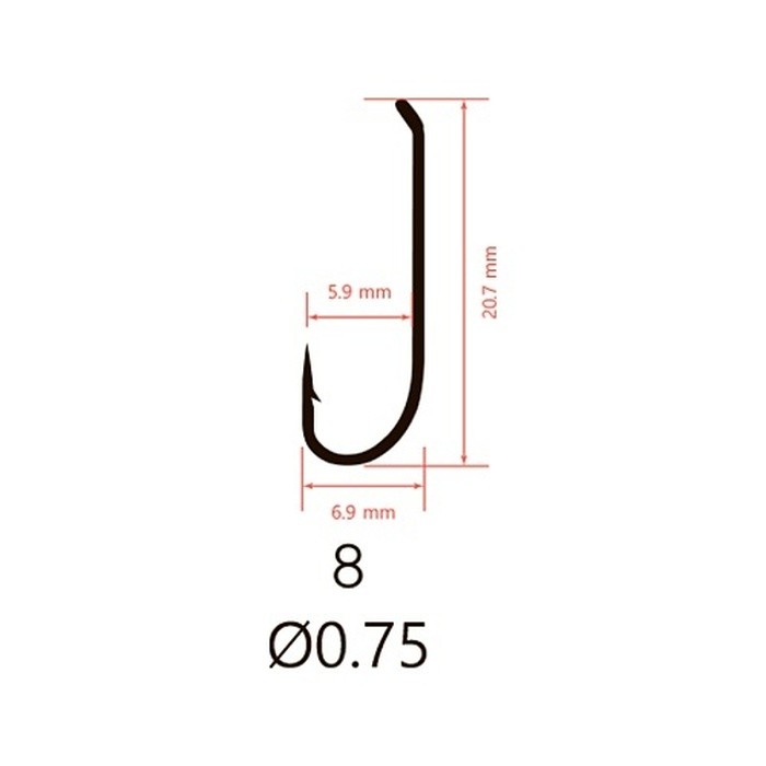Крючок Одинарный Saikyo KH-72470 Nymph №8 20 шт BR   72470SFNBR8-20 — крупный план
	                                    1