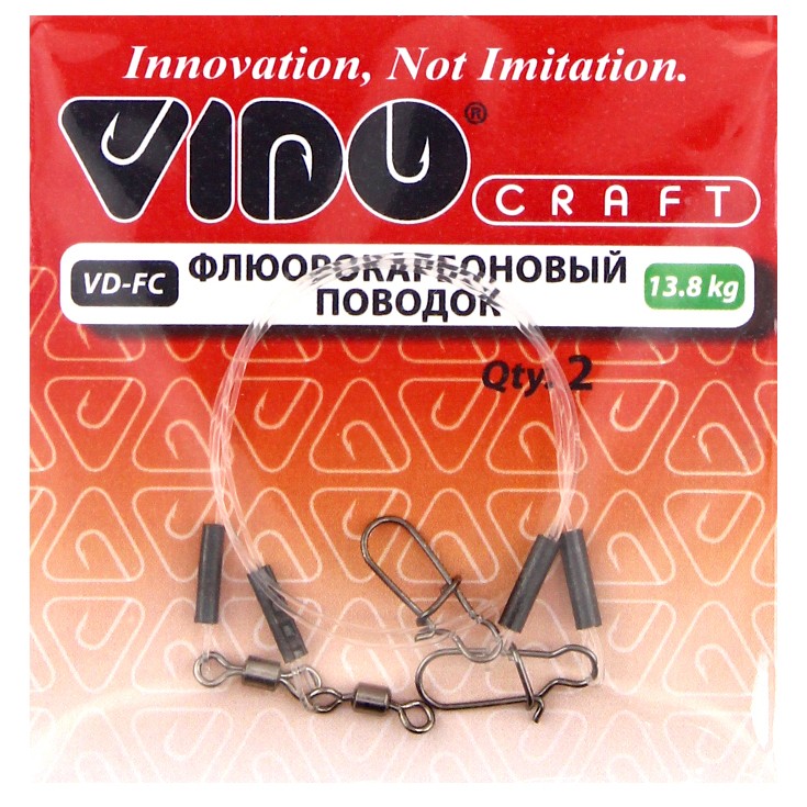 Поводок Vido Craft Флюрокарбоновый 30 см 13,8 кг  0,5 мм  2 шт   VD-FC-050-13,8-30 — крупный план
	                                    1