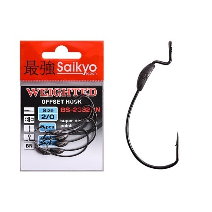 Крючок Офсетный Saikyo BS-2332 Weighted №2/0 5 шт BN   BS-2332BN2/0-5 — характеристики,  особенности конструкции