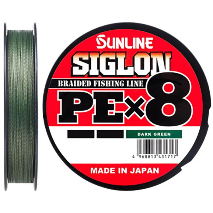 Плетеный шнур Sunline Siglon PE X8 300 м  PE # 1 Dark Green 0,171 мм — характеристики,
	                                    особенности конструкции