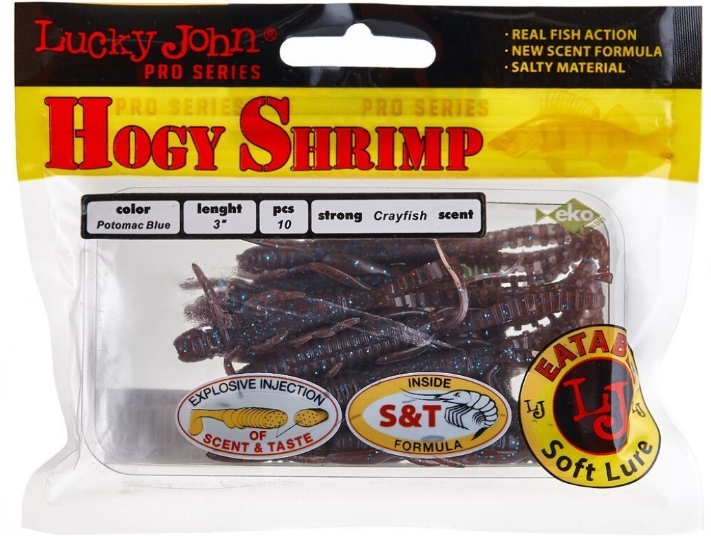 Силиконовая приманка Lucky John Hogy Shrimp 3.0in 76 мм 10 шт S19 Pro Series  140140-S19 — крупный план
	                                    2