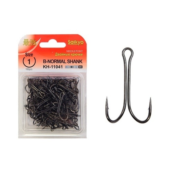 Крючок Двойной Saikyo  KH-11041 Normal Shank №1 100 шт BN   KH-11041-1-100 — характеристики,  особенности конструкции