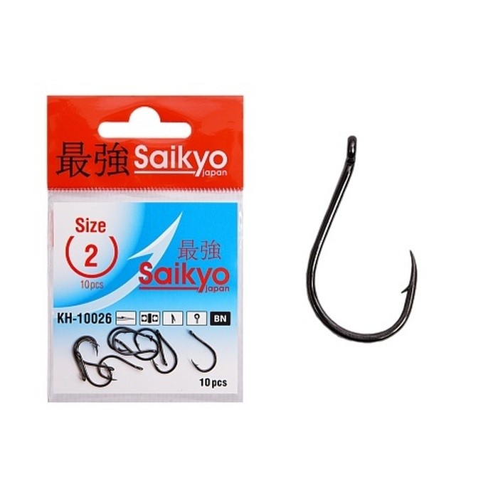 Крючок Одинарный Saikyo KH-10026 Chinu Ring №2 10 шт BN   KH-10026BN2-10 — характеристики,  особенности конструкции