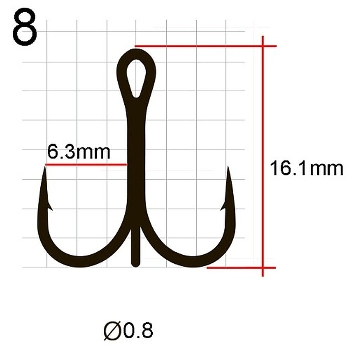 Крючок Тройной Saikyo 7001 №8 25 шт G   SORCT7001-8G25 — крупный план
	                                    2