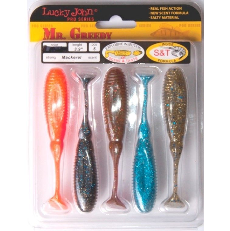Силиконовая приманка Lucky John Mister Greedy 3.9in 99 мм 5 шт MIX2 Pro Series  140116-MIX2 — характеристики,  особенности конструкции