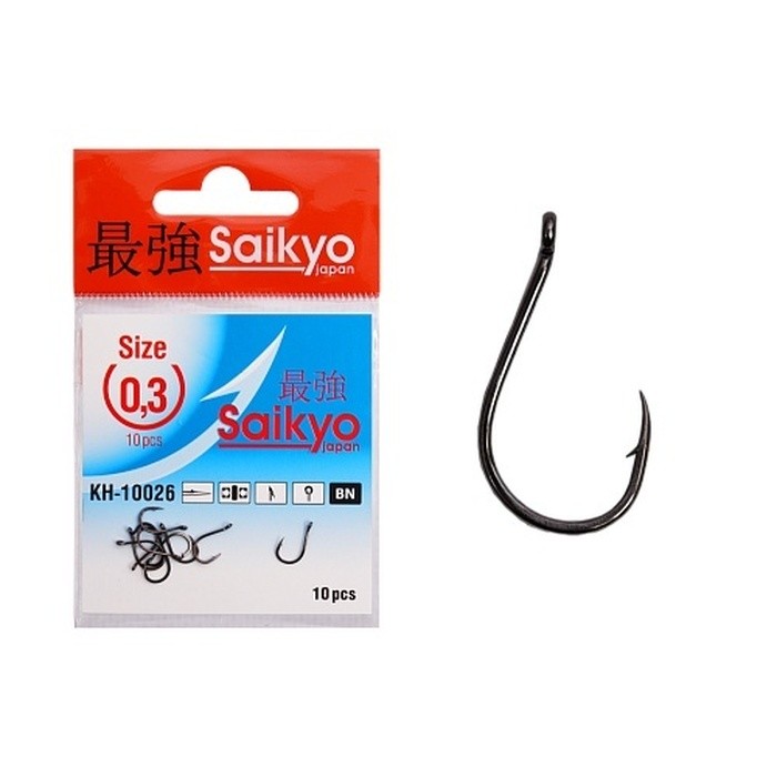 Крючок Одинарный Saikyo KH-10026 Chinu Ring №0.3 10 шт BN   KH-10026BN0.3-10 — характеристики,  особенности конструкции