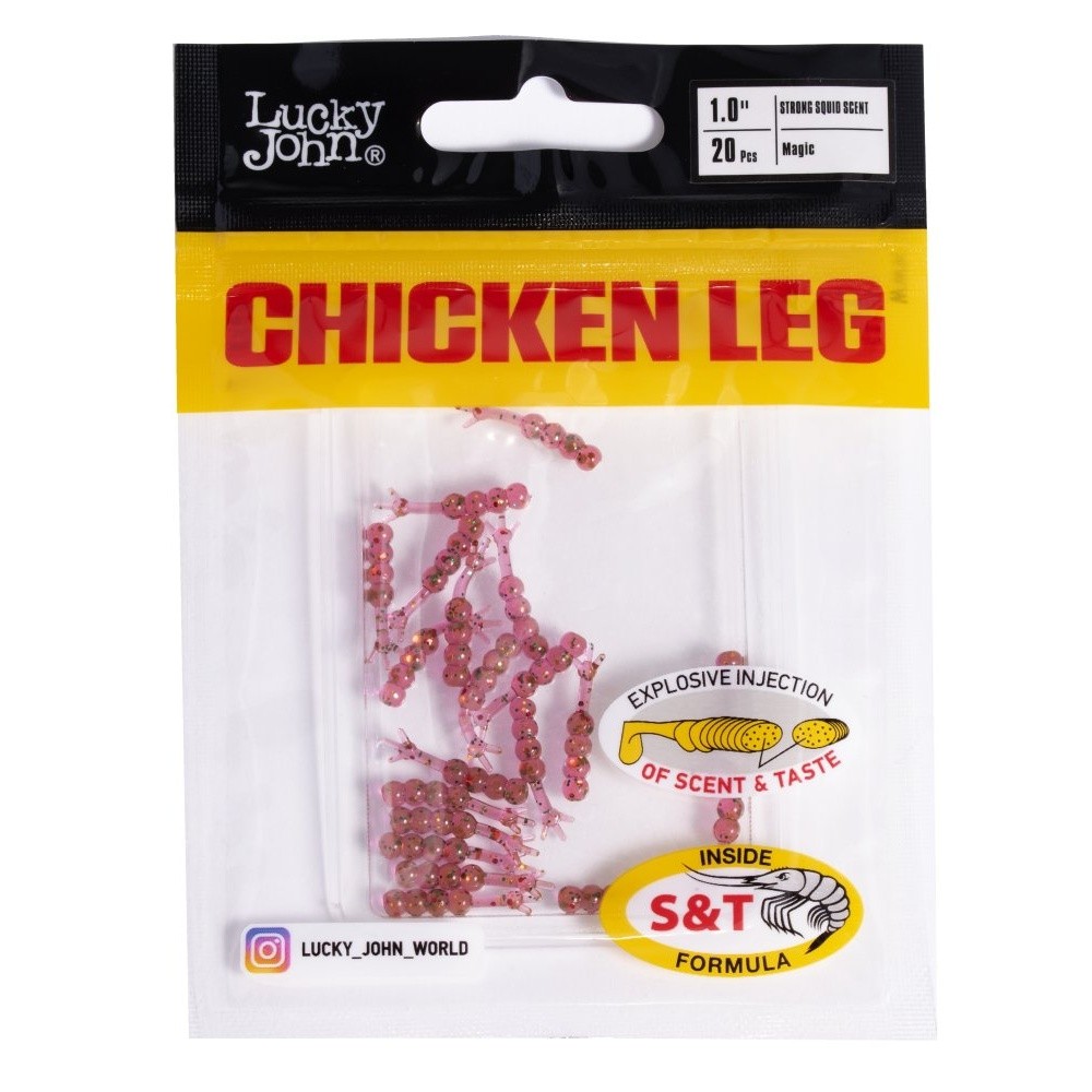 Силиконовая приманка Lucky John Chicken Leg 1.0in 20 мм 20 шт S14 Pro Series  140224-S14 — крупный план
	                                    2