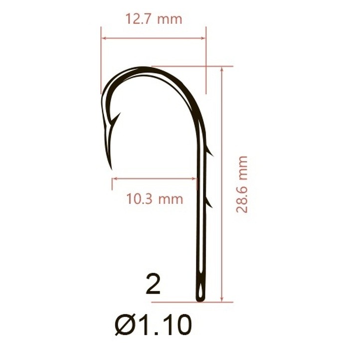 Крючок Одинарный Saikyo KH-11014 Bait Holder №2 10 шт BN   KH-11014BN2-10 — крупный план
	                                    2