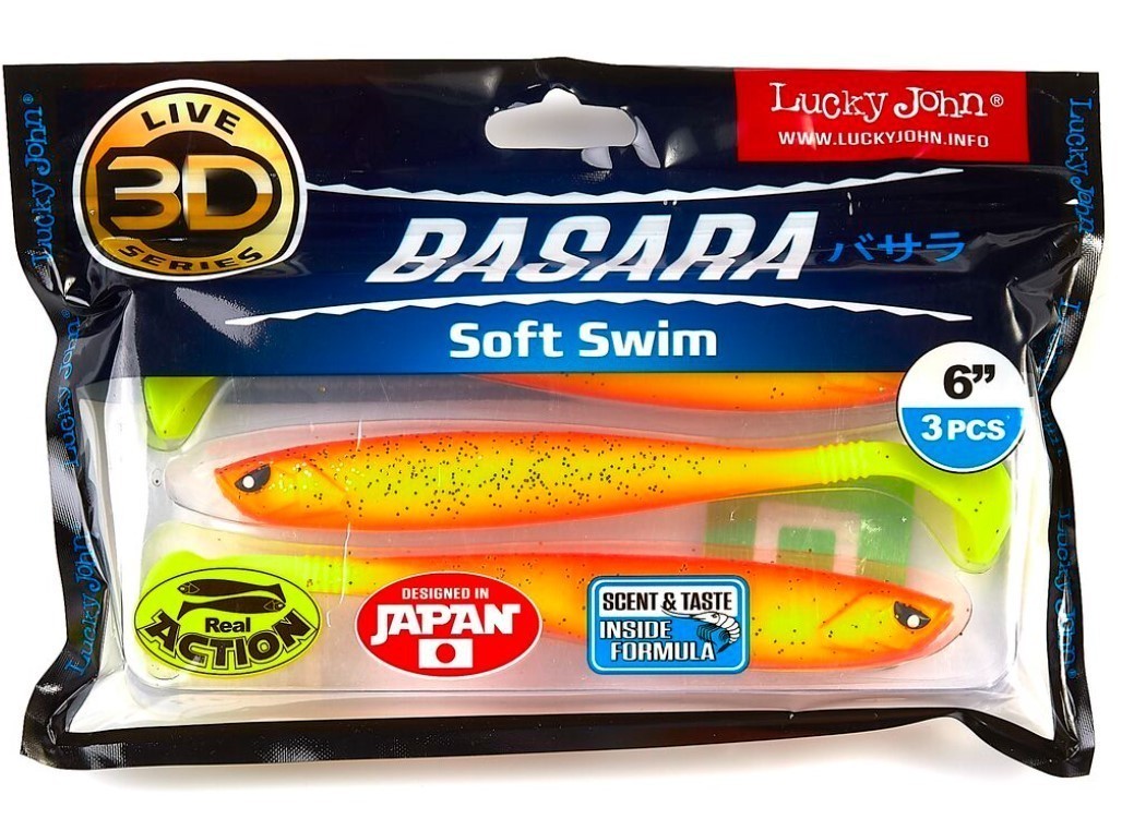 Силиконовая приманка Lucky John Basara Soft Swim 6.0in 152 мм 3 шт PG03 3D Series  140405-PG03 — крупный план
	                                    2
