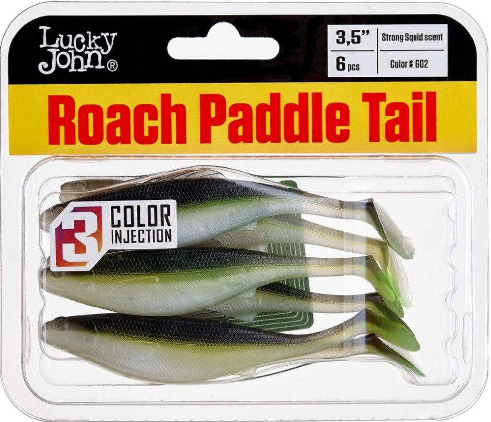 Силиконовая приманка Lucky John Roach Paddle Tail 3.5in 89 мм 6 шт G02 Pro Series  140180-G02 — крупный план
	                                    2