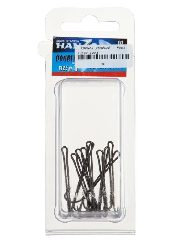 Крючок Двойной Hanzo Double Hook Super Long №5/0 10 шт    DHSL-5/0 — крупный план
	                                    1