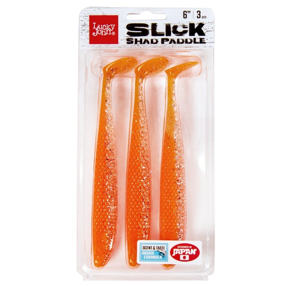 Силиконовая приманка Lucky John Slick Shad Paddle 6.0in 152 мм 3 шт PG32 3D Series  140442-PG32 — крупный план
	                                    2