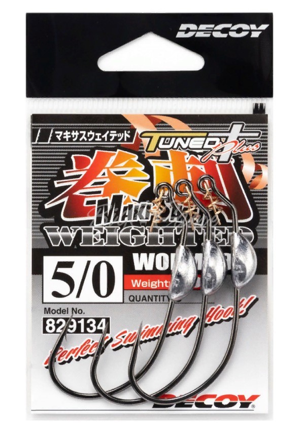 Крючок Офсетный Decoy Makisasu Weighted Worm 130 №4/0 3 шт — крупный план
	                                    1