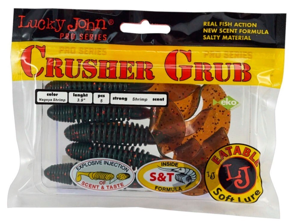 Силиконовая приманка Lucky John Crusher Grub 3.9in 99 мм 5 шт 085 Pro Series  140157-085 — крупный план
	                                    2