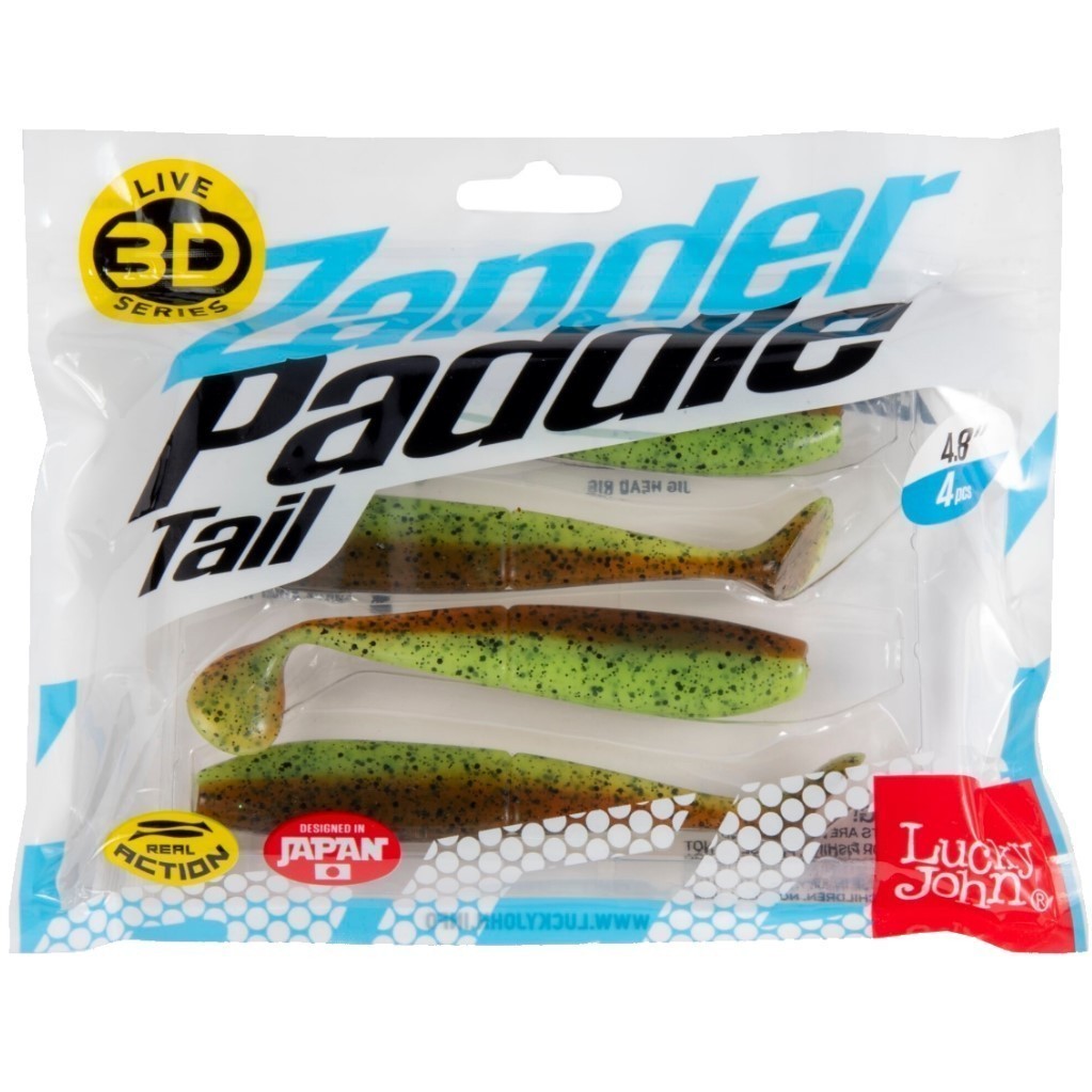 Силиконовая приманка Lucky John Zander Paddle Tail 4.8in 120 мм 4 шт Z15 3D Series  140430-Z15 — крупный план
	                                    2
