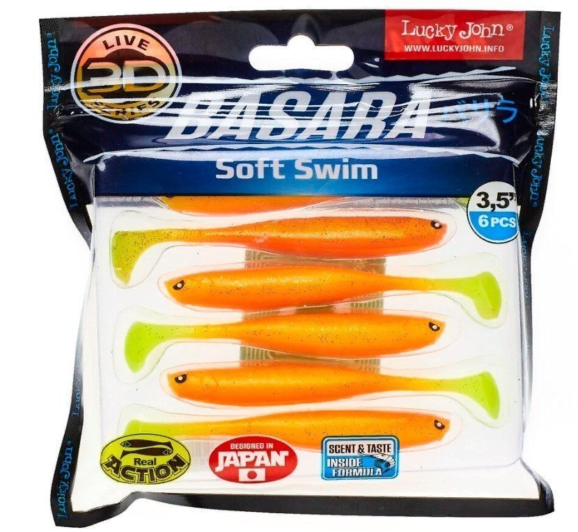 Силиконовая приманка Lucky John Basara Soft Swim 3.5in 89 мм 6 шт PG03 3D Series  140403-PG03 — крупный план
	                                    2