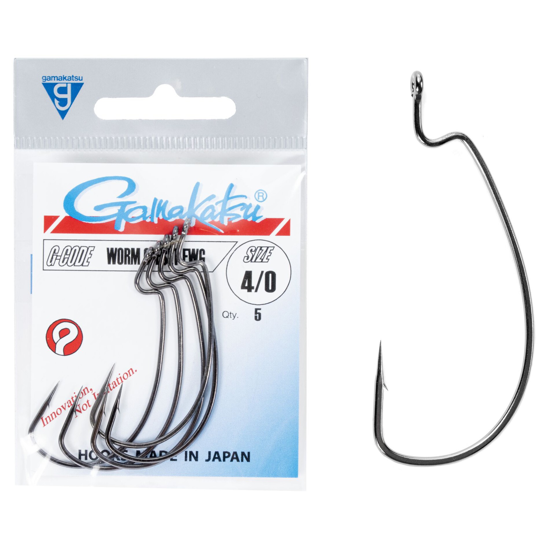 Крючок Офсетный Gamakatsu Worm Offset EWG Hooks Black №4/0 5 шт    146843-004 — крупный план
	                                    1