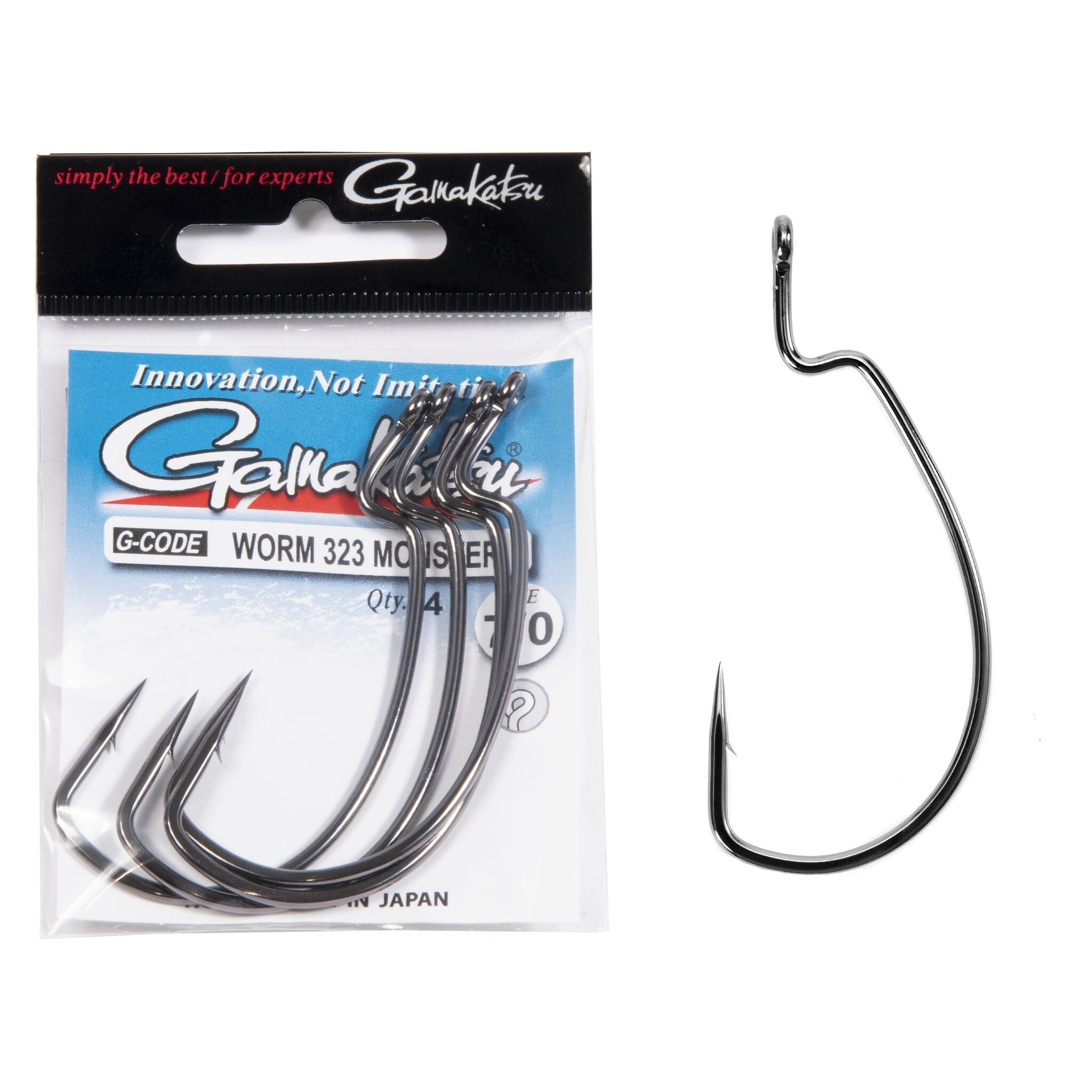 Крючок Офсетный Gamakatsu Worm 323 Monster Hooks Black №7/0 4 шт    149115-007 — характеристики,  особенности конструкции