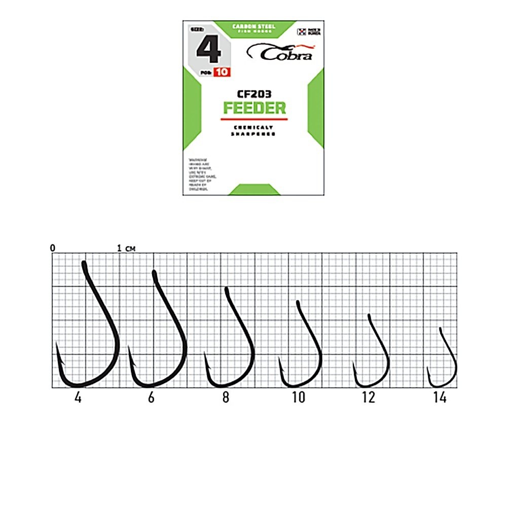Крючок Одинарный Cobra Feeder Specialist CF203 №12 10 шт    CF203-012 — крупный план
	                                    1