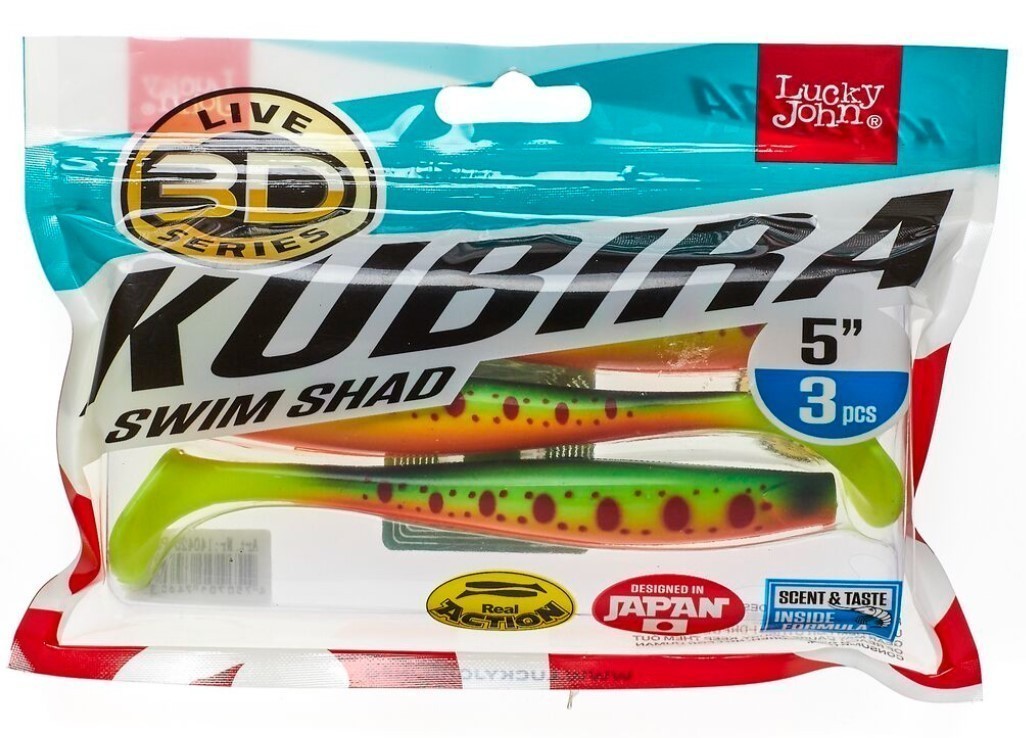 Силиконовая приманка Lucky John Kubira Swim Shad 5.0in 125 мм 3 шт PG01 3D Series  140420-PG01 — крупный план
	                                    2