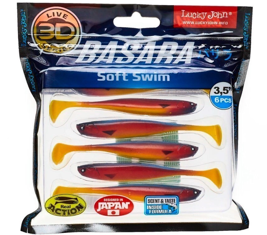 Силиконовая приманка Lucky John Basara Soft Swim 3.5in 89 мм 6 шт PG06 3D Series  140403-PG06 — крупный план
	                                    2