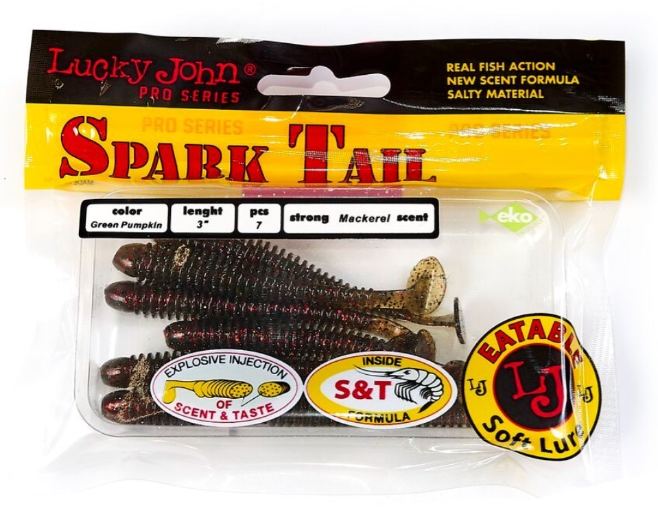Силиконовая приманка Lucky John Spark Tail 3.0in 76 мм 7 шт PA03 Pro Series  140167-PA03 — крупный план
	                                    2
