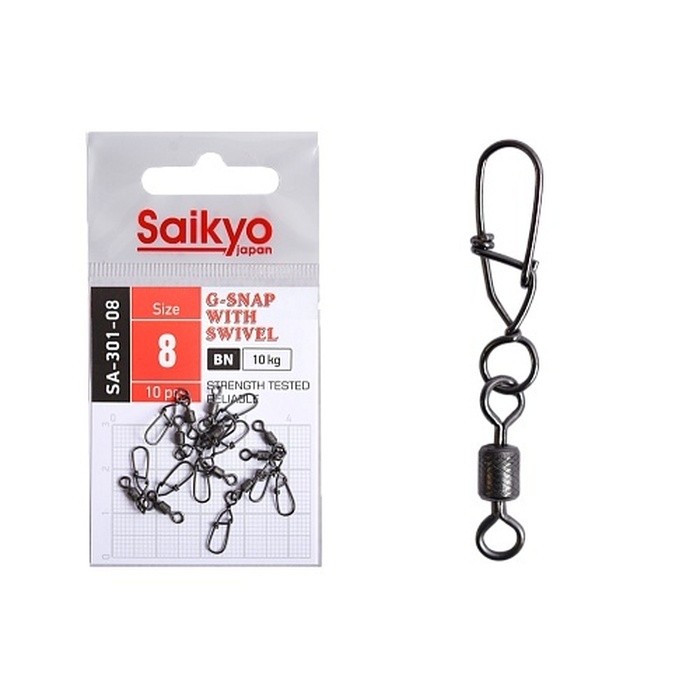 Вертлюг с застежкой Saikyo SA-301 №8 10 шт BN   SA-301-08 — характеристики,  особенности конструкции