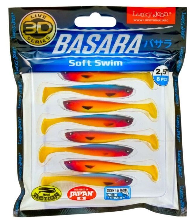 Силиконовая приманка Lucky John Basara Soft Swim 2.5in 63 мм 8 шт PG06 3D Series  140402-PG06 — крупный план
	                                    2